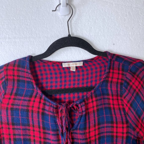 Skies Are Blue XS Plaid Ruffle Peplum Top Blouse - Picture 4 of 11